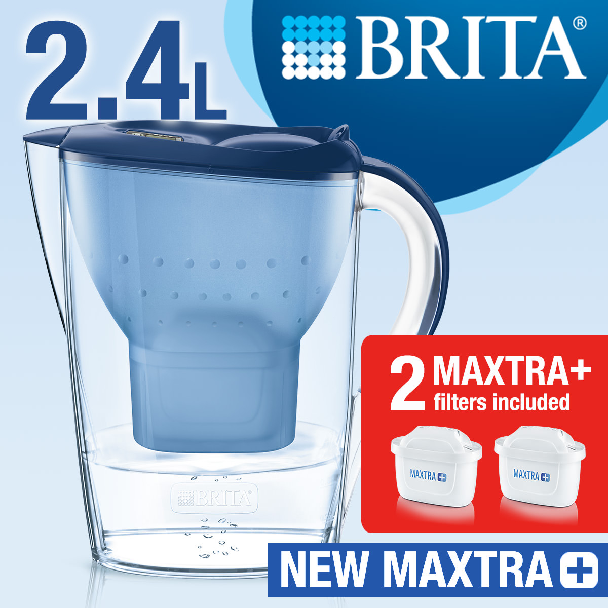 BRITA Marella XL German Made Water Filter Jug 3.5 L Blue, Powerful  Filtration with MicroFlow Technology