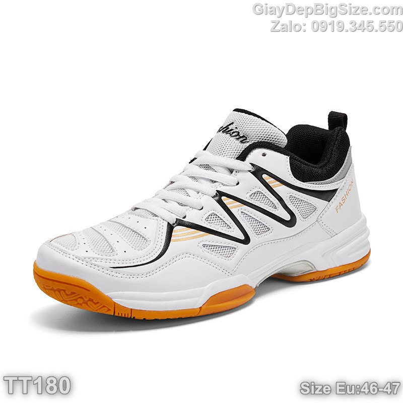 Giày chơi cầu lông tennis bóng chuyền, giày tập thể thao big size cỡ lớn Eu:46-47 cho nam chân to. Large size men’s athletic shoes, tennis-badminton-volleyball shoes 45 46 47 48 for big feet.