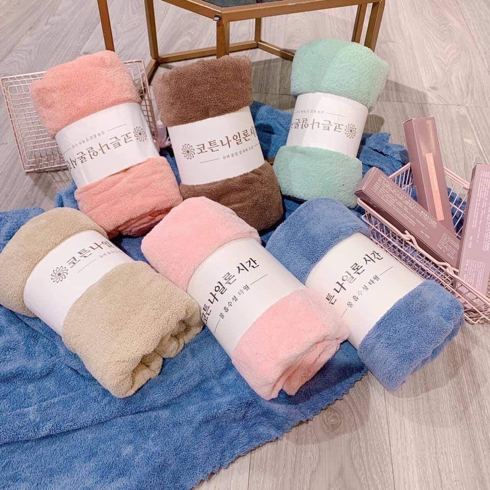 Khăn tắm lông cừu Hàn Quốc cao cấp, khăn tắm lớn cho mẹ và bé spa, chất bông dày siêu mềm mịn, an toàn cho da