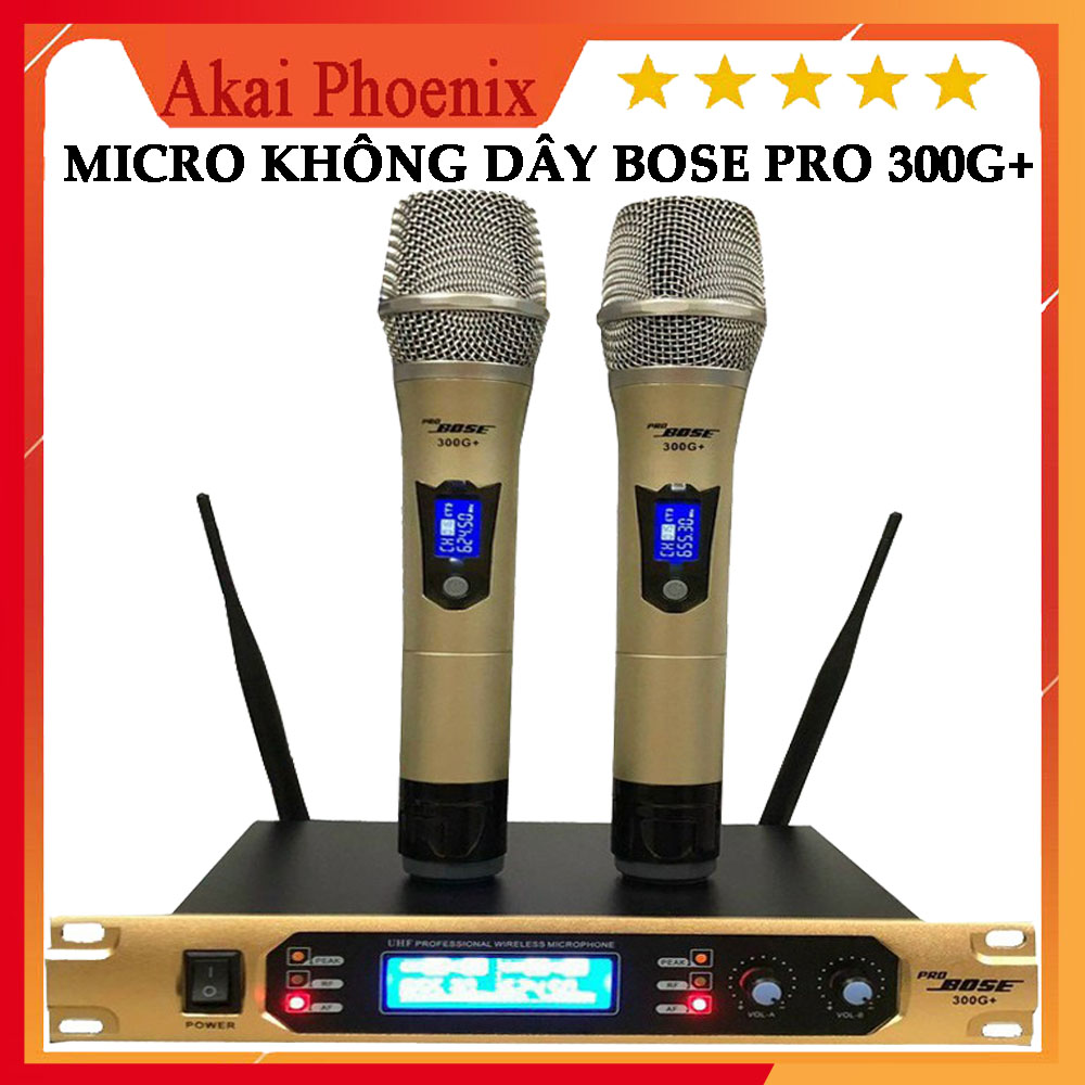 Micro Không Dây Bose Pro 300G+ - Micro Karaoke Không Dây Tần Sóng UHF - Mic Karaoke Gia đình, Sân khấu - Độ Nhạy Cao, Bắt Sóng Xa, Chống Hú Rít , Bảo hành 12 tháng