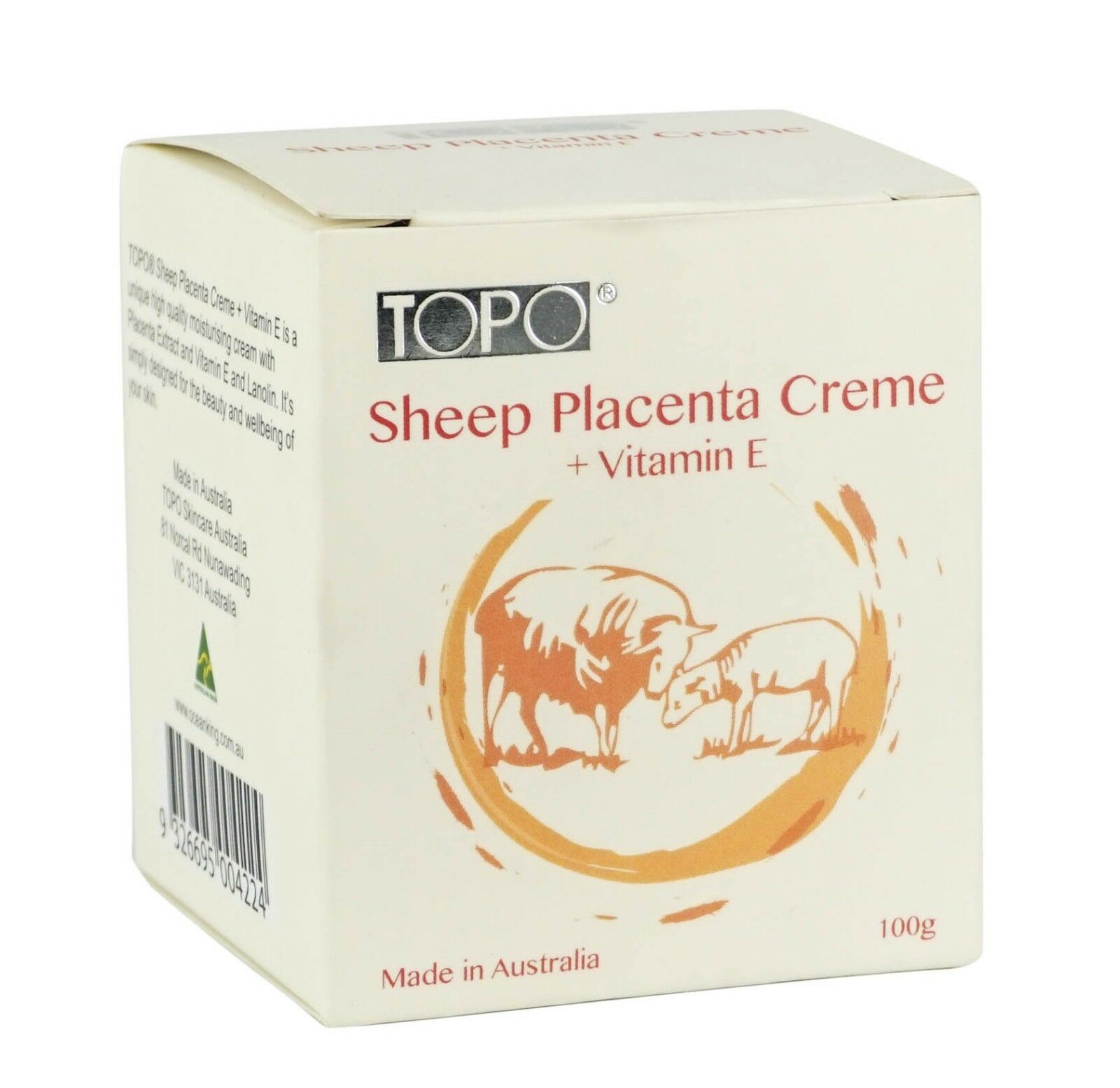 Kem nhau thai cừu dưỡng da Topo +vitamin E 100g - Úc