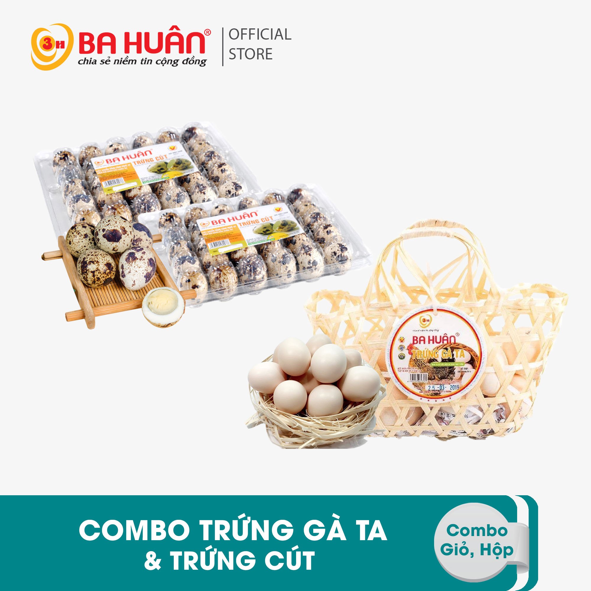 Combo 01 giỏ gà ta 12 quả + 1 hộp trứng cút 30 quả