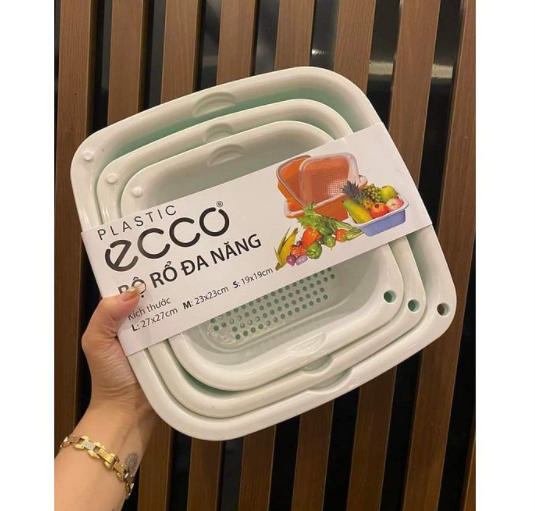 Bộ rổ nhựa kèm thau ecco 6 món 6 kích thước khác nhau cao cấp