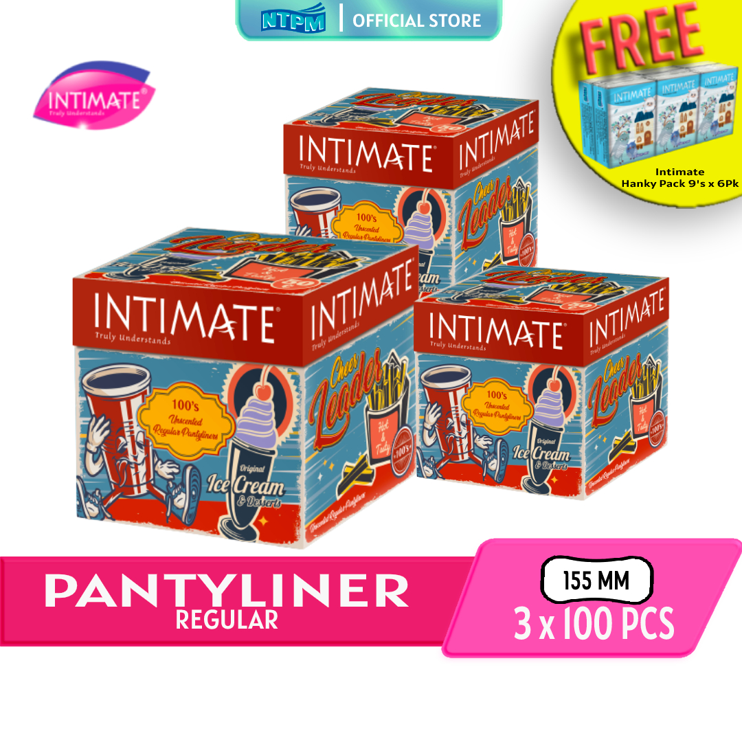 Intimate Pantyliner Regular (100's) x 3Box - FREE Hanky Pack 9'sx6pkt