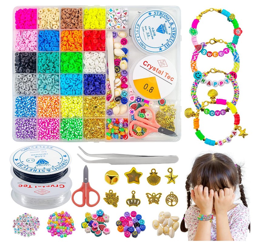 60-pc) Children Charm Unicorn Bracelet & Necklace Making Kit Girls