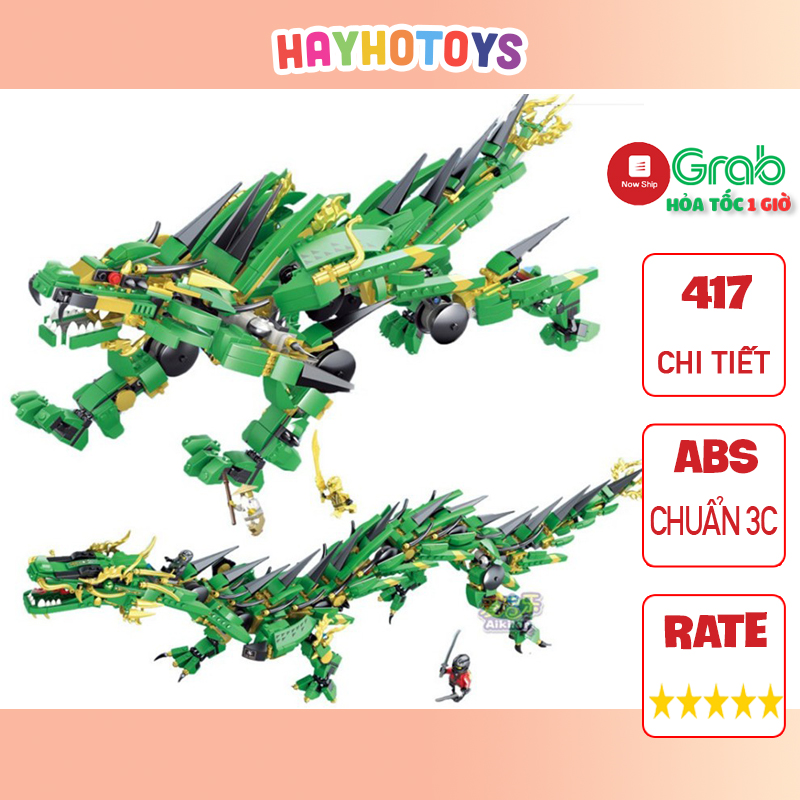 Đồ chơi lego ninja rồng xanh nj417 dài 38cm đồ chơi ninja gồm 2 mô hình kèm nhân vật