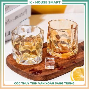 Cốc thủy tinh decor uống nước sáng tạo cốc xoắn, ly thuỷ tinh uống whisky cao cấp
