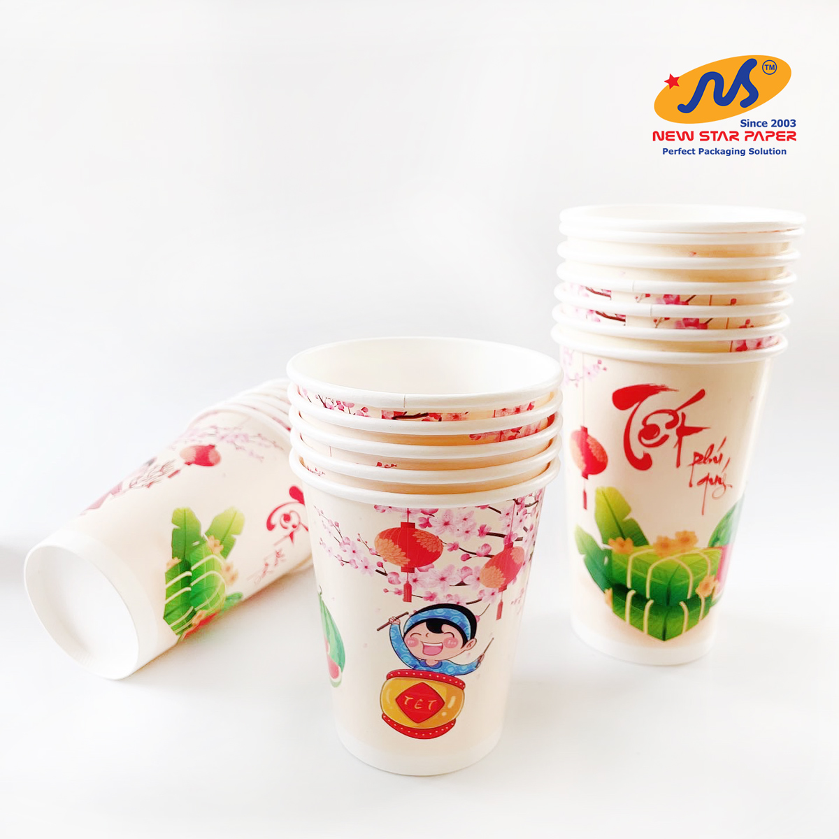 Ly giấy 12oz~354ml - lốc 20 ly giấy có họa tiết