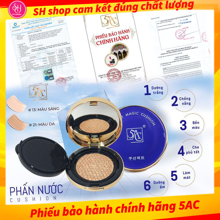 Phấn nước trang điểm kiềm dầu dưỡng da giữ ẩm chống nắng lâu trôi 5AC Hàn Quốc 15g Cushion