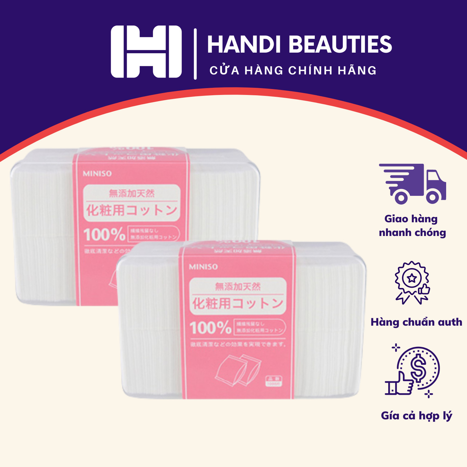 Bông tẩy trang miniso nhật 1000 miếng