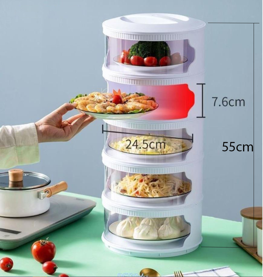 LỒNG BÀN GIỮ NHIỆT BẢO QUẢN THỨC ĂN 5 TẦNG CAO CẤP LOẠI DÀY CHỐNG BỤI BẨN CÔN TRÙNG CỰC TỐT - KHAY ĐẬY THỨC ĂN NHIỀU TẦNG MẪU MỚI NHÂT GIÚP GIỮ NHIỆT LÊN ĐẾN 12 TIẾNG