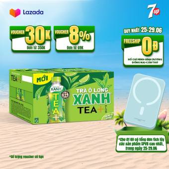 Thùng 24 Chai Trà Ô Long Xanh Tea+ (450ml/chai)