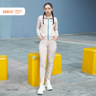 Bộ Đồ Mặc Nhà Nữ Thể Thao Poly 2 Da SUNFLY Kéo Khóa Không Mũ SS5695