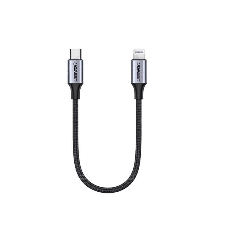 Ugreen 60757 0.5m cáp usb type c ra apple lightning bọc nhôm chống nhiễu màu đen US304