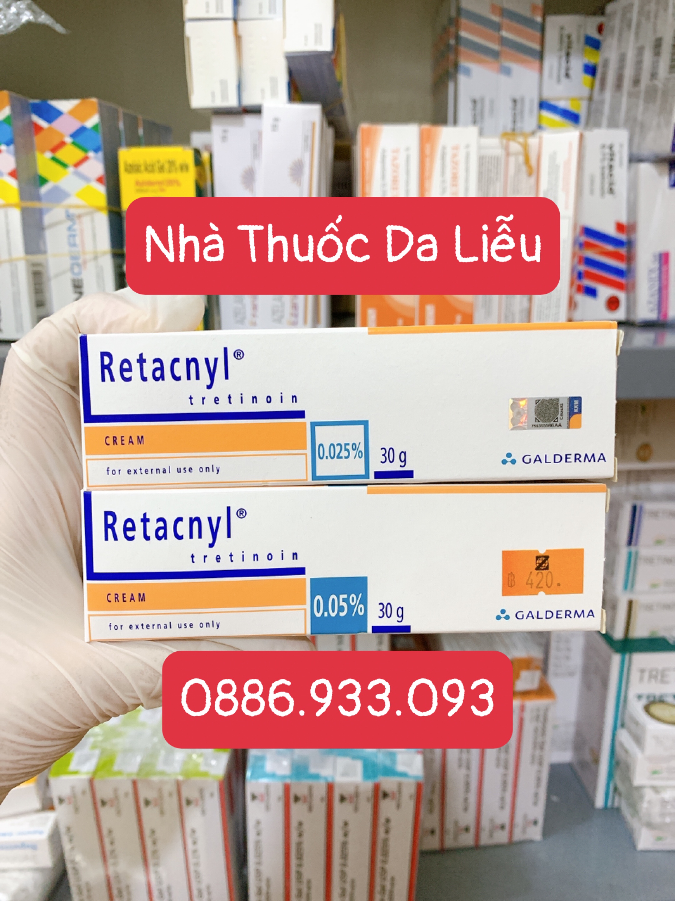 Tretinoin retacnyl cream 0,025%, 0.05% - kem hỗ trợ giảm mụn trẻ hóa da