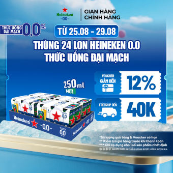 ABV 0.0% -  Thùng 24 lon Thức uống đại mạch Heineken 0.0 250ml/lon