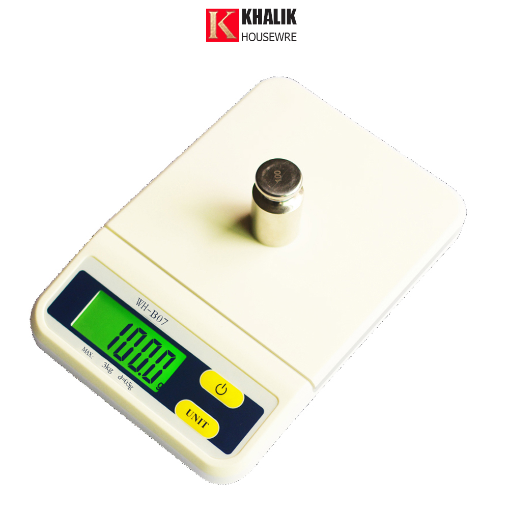 Cân điện tử nhà bếp 3kg/0.5g khalik wh-b07 dùng pin độ chính xác cao - fullbox