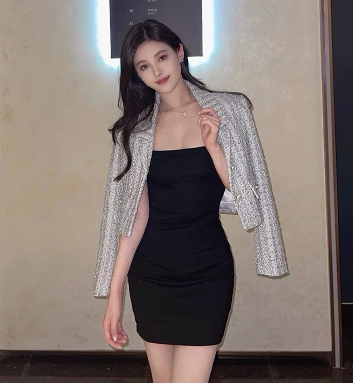 Đầm body màu đen 2 dây sợi bún sexy chất thun gân mịn ôm dáng Freesize