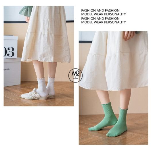Tất Bèo Nhún Nữ Cổ Cao Phong Cách Vintage Hàn Quốc TNG17