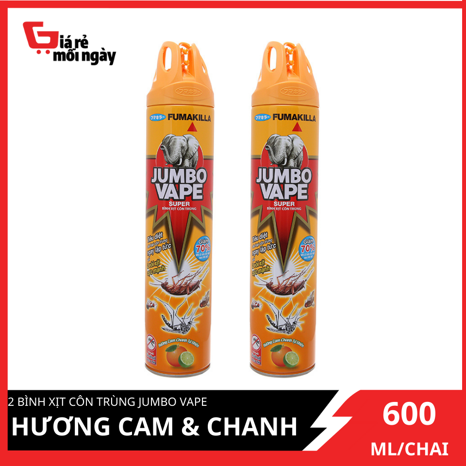 COMBO 2 Bình xịt muỗi JUMBO FIK Hương cam&chanh 600ml