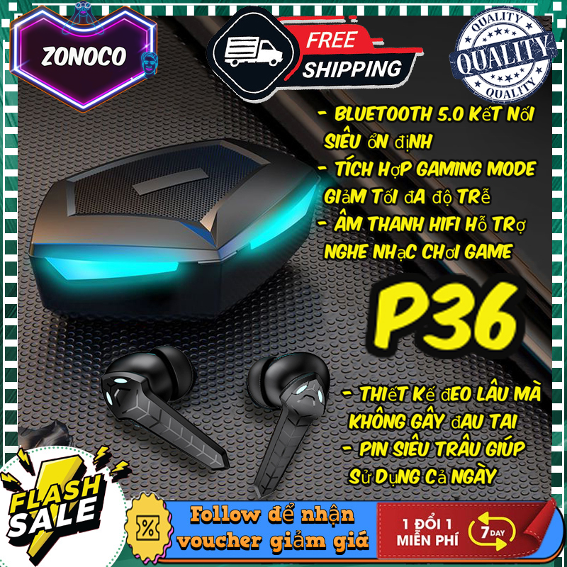 Tai nghe Gaming P36 dùng cho game thủ chơi game mobile trên Pc,Laptop -Tai nghe Gaming P36 hỗ trợ bluetooth 5.2 âm thanh HIFI Không Delay Khi Chơi Game