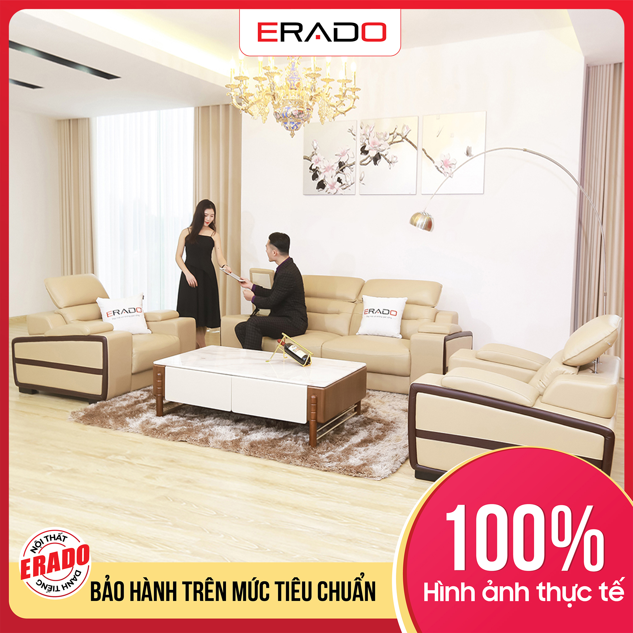 Sofa phòng khách đẹp bọc da hạng sang cap cấp mã 293