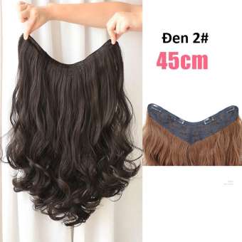 Tóc giả kẹp chữ V xoăn dài 45cm, màu [đen 2#]