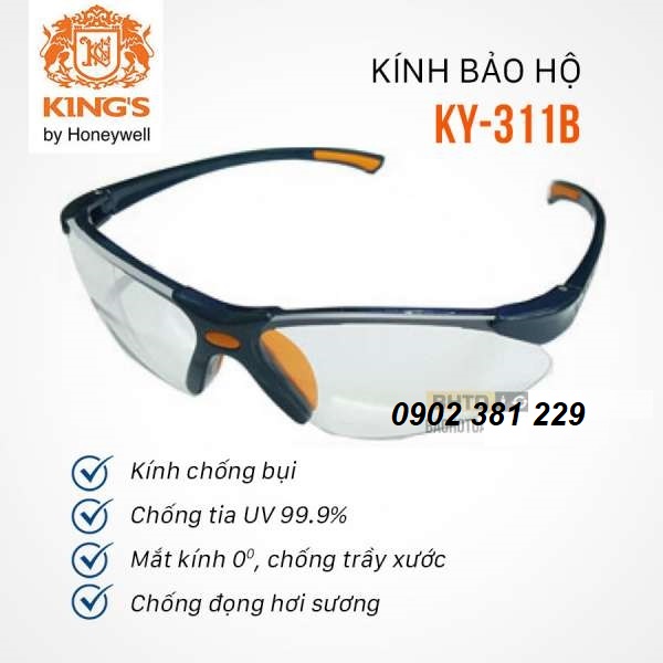 Kính bảo hộ lao động kings chống uv & ub, chống trầy ky313b