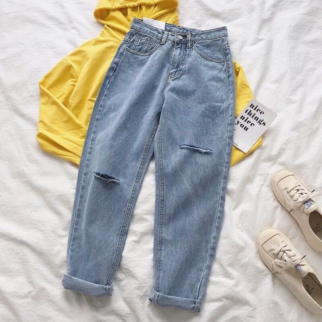 [HCM] Quần Baggy Jeans Bigsize 55kg đến 80kg VNXK Lưng Cao 3 Màu Đen, Xanh Nhạt, Xanh Đậm -TCShopJean MS 109