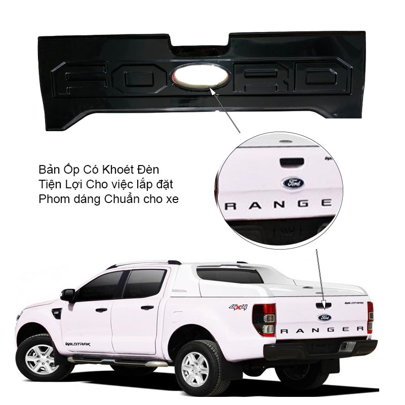 Ốp cốp sau chữ Ford cho xe Ford Ranger bản có khoét logo Ford