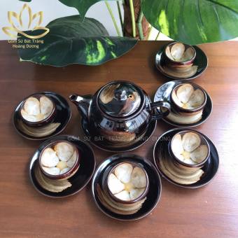 Bộ ấm chén uống trà Hỏa biến Bát Tràng HB51 280ml - Hoa nở trong lòng chén