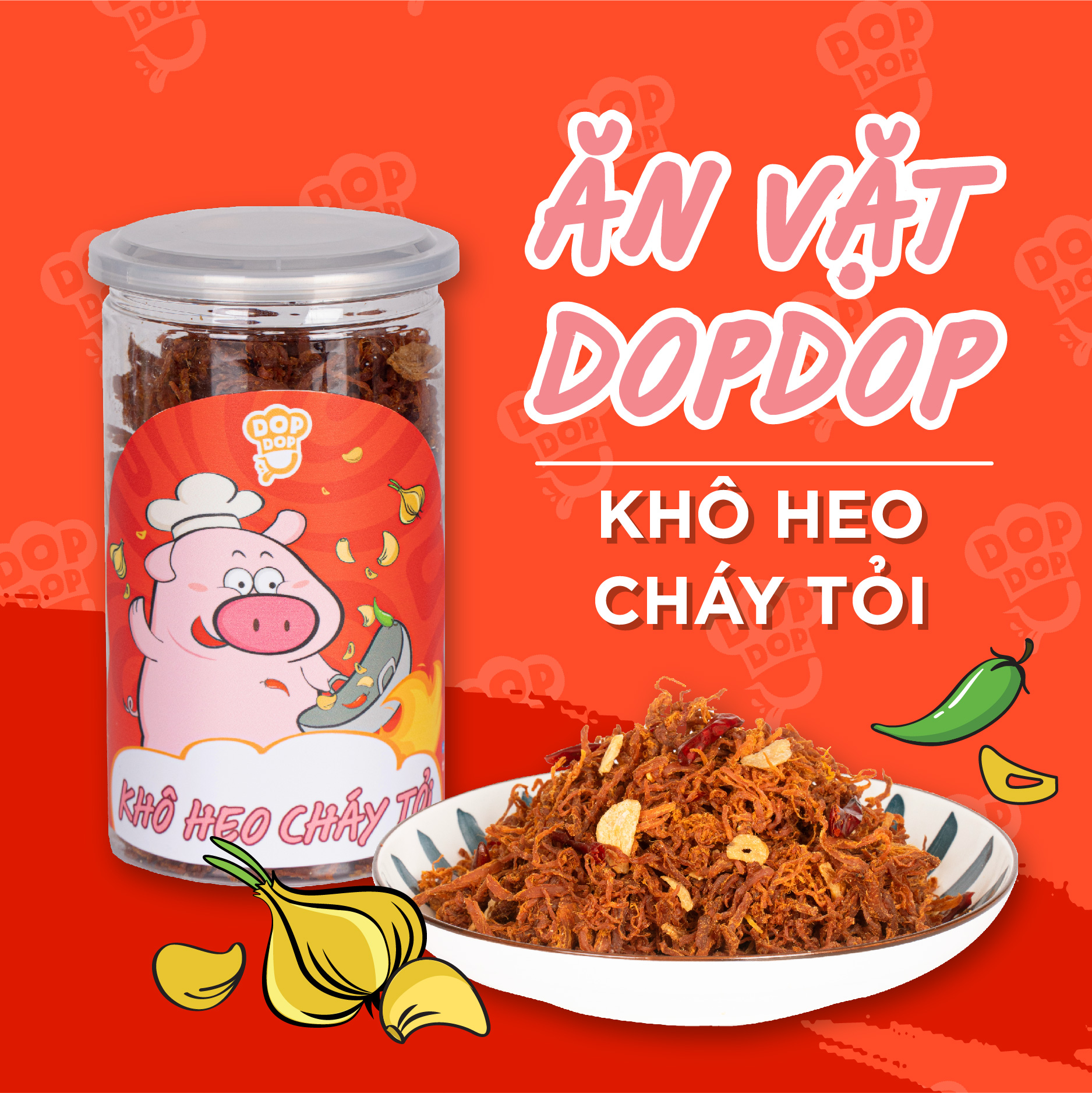Khô heo cháy tỏi ngon rẻ ăn vặt dopdop 250g