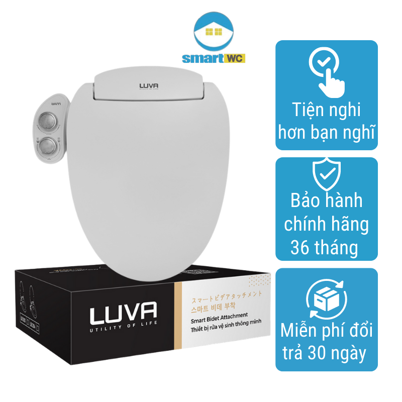 Nắp bồn cầu thông minh Luva Bidet LB-204 - 2 chế độ rửa, nóng - lạnh