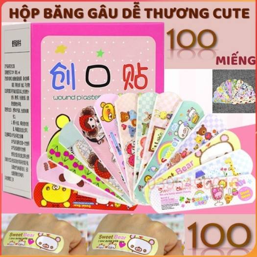 Băng gâu dán băng keo cá nhân cute dễ thương hoạt hình thú ngộ nghĩnh cho bé - COMBO 100 miếng