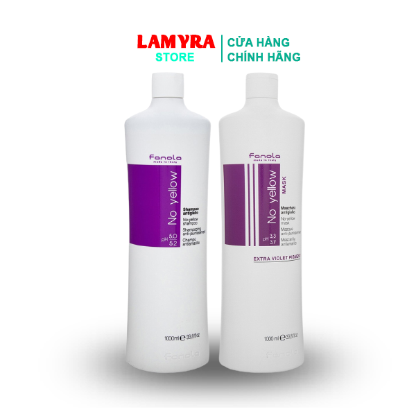 Dầu gội tím FANOLA NO YELLOW 1000ML ITALY khử sắc ánh vàng - Dầu gội khử vàng chuyên dùng cho salon Lamyra