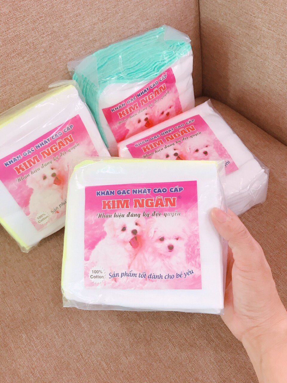 - Set 10 khăn sữa gạc nhật 4 lớp cao cấp Kim Ngân