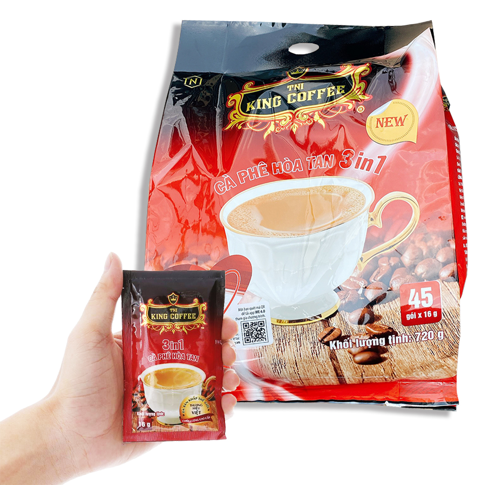 01 Túi 45 Gói Cà phê SỮA hòa tan King Coffee - Túi 45 Gói x 16gam