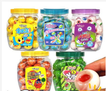 Kẹo dẻo có nhân hình con mắt/ dưa hấu/ dâu tâu/ con vịt/ đào/ Gấu trúc/ kẹo dẻo Halloween loại to 11grg