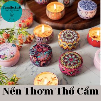 Nến thơm - Nến thơm phòng thổ cẩm candle cup hoa khô handmade vnxk bath body works, sáp thơm phòng tinh dầu