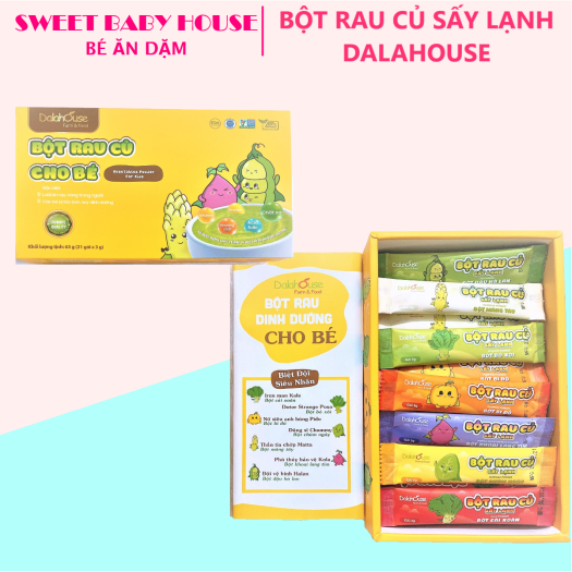 Combo 7 gói lẻ bột rau củ sấy lạnh Dalahouse gói 3g bột ăn dặm cho bé . Date 6/2024 - Sweet Baby House
