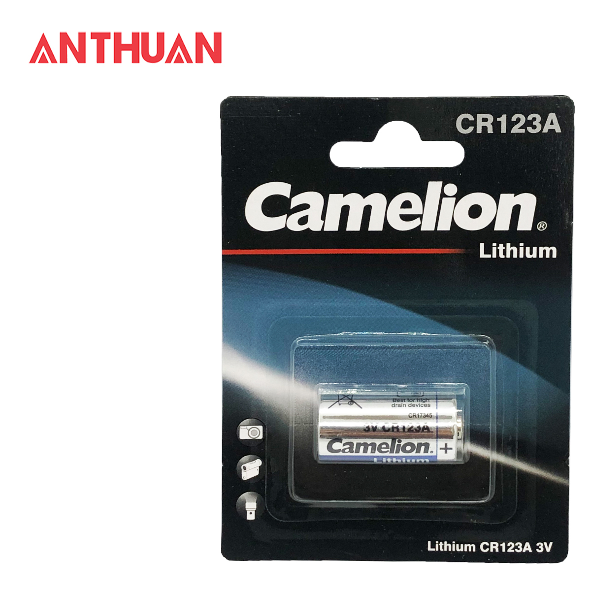Pin camelion cr123 / cr123a lithium 3v chính hãng. chuyên dùng cho máy ảnh - vỉ 1 viên