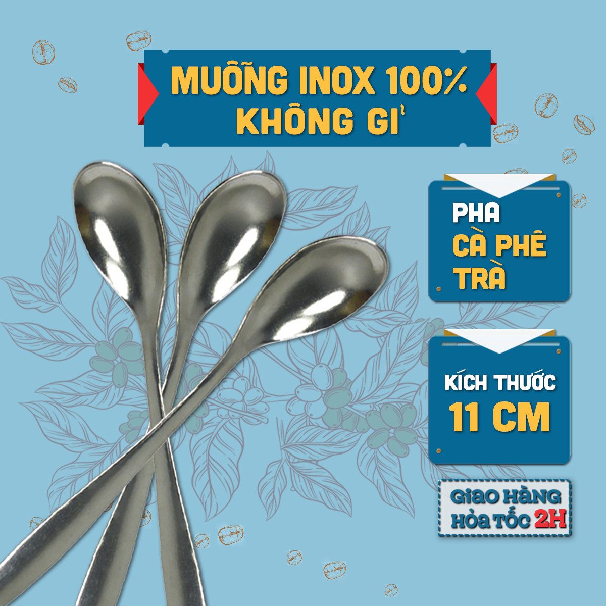 Muỗng Inox pha cà phê, trà, kích thước nhỏ 11cm