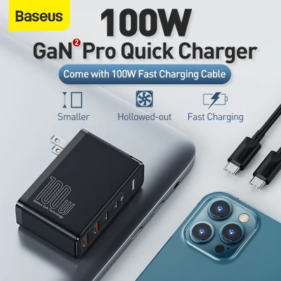 Baseus 100W GaN USB Type C Charger PD 4.0 QC 3.0 Fast Charger For iPhone 13 Pro Max 12 Pro Max Wall Charger Traval Charger For MacBook Pro Laptop ipad (3)