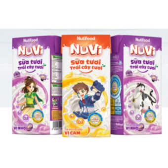 Lốc 4 hộp 180ml sữa trái cây tươi vị cam/nho Nuvi