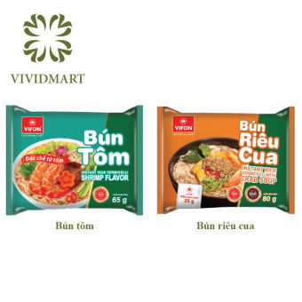 [Gói lẻ] BÚN TÔM (65g), BÚN RIÊU CUA (80g) CÓ TÚI RIÊU CUA THẬT – VIFON