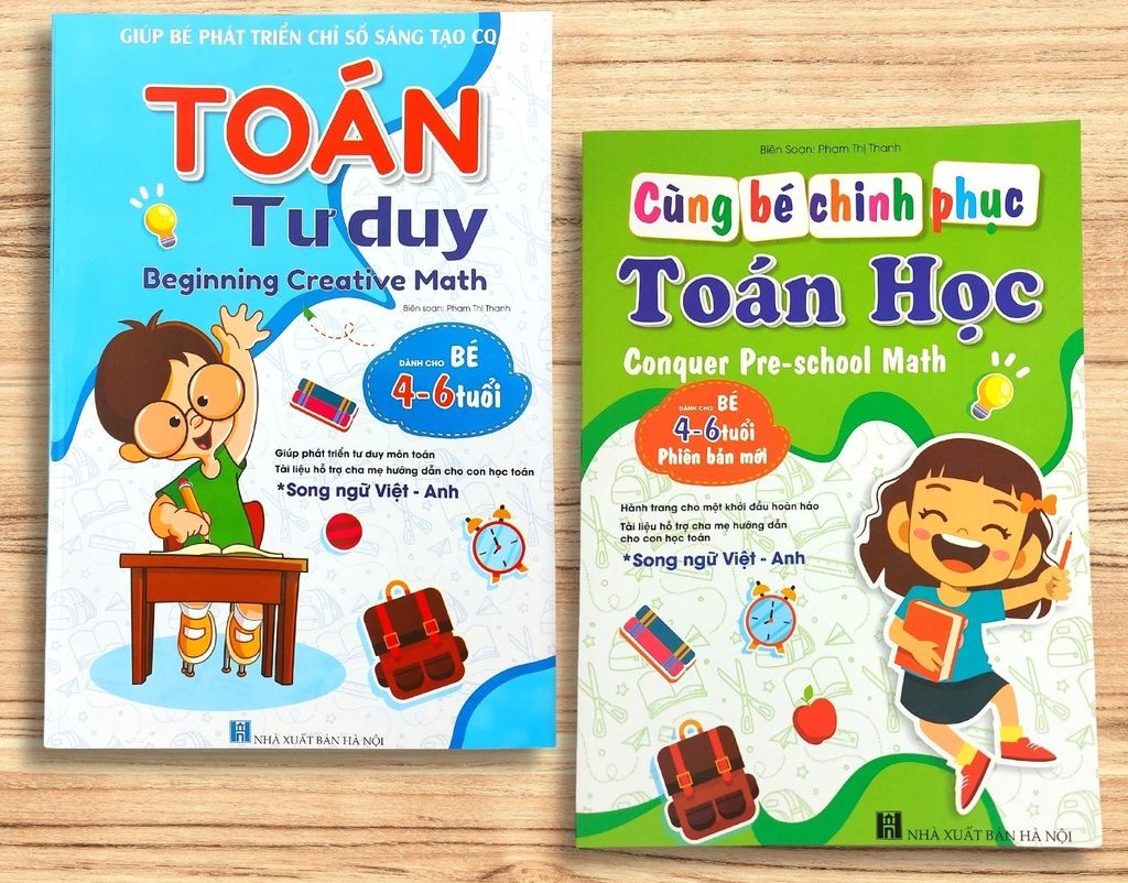 Sách toán tư duy, cùng bé chinh phục toán học - bộ 2 cuốn dành cho bé 4 - 6 tuổi - nhà sách học liệu