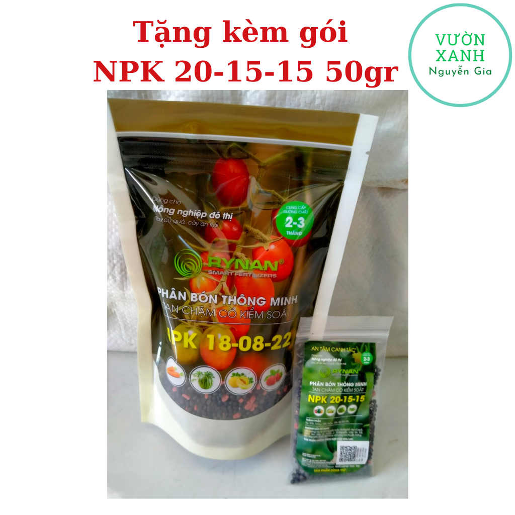 PHÂN BÓN THÔNG MINH TAN CHẬM RYNAN NPK 18-08-22 - Túi 500g