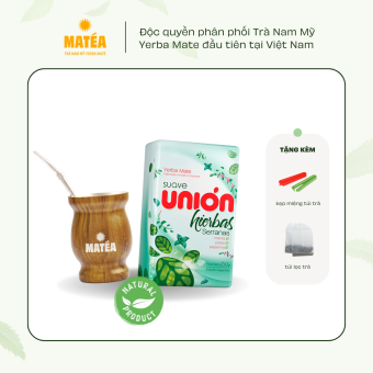 Trà Yerba Mate Vị BẠC HÀ 500gr SERRANAS + Cốc Gourd kèm ống hút Bombilla MỚI - Tặng kèm kẹp trà + túi lọc