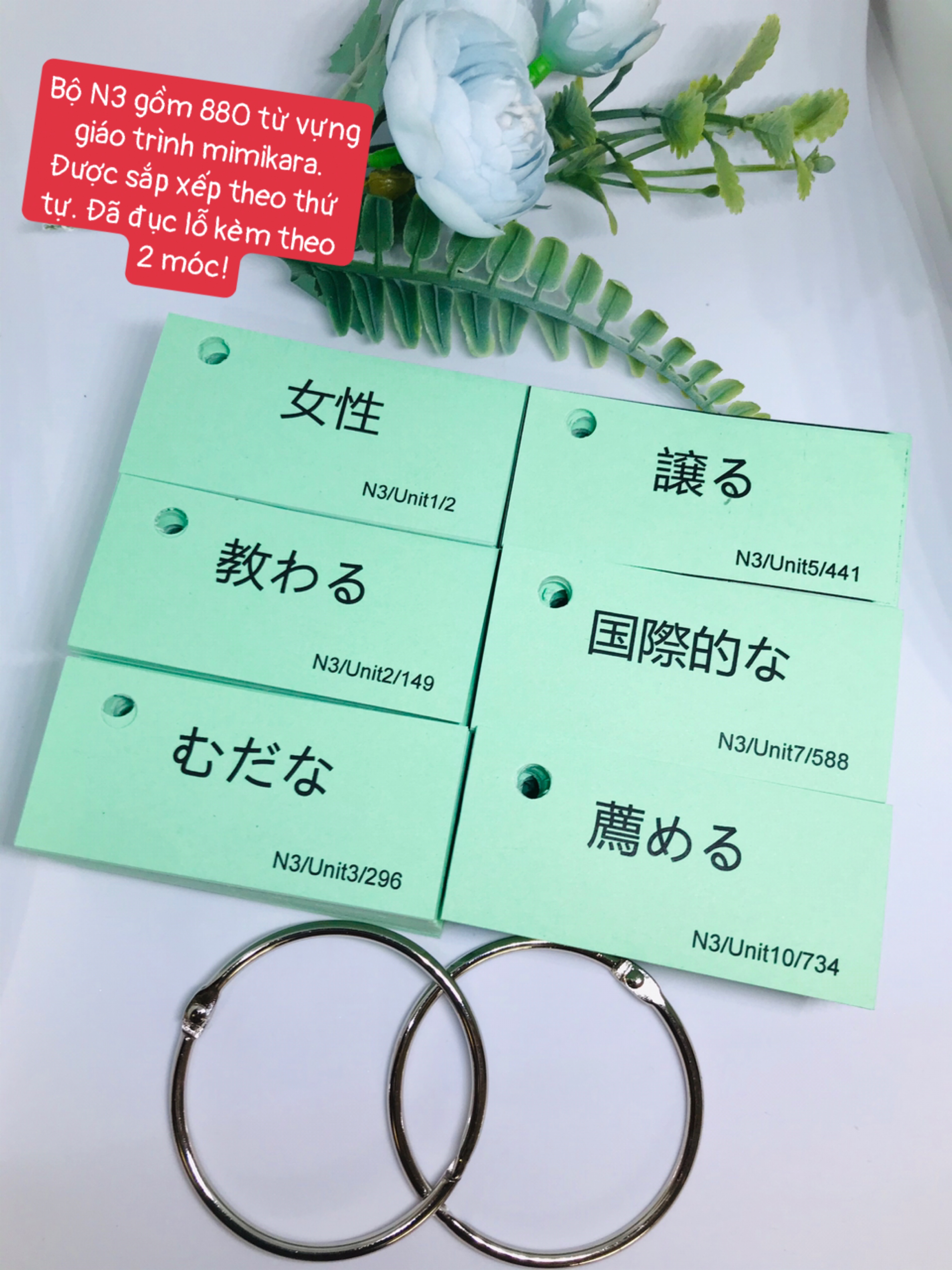 Flashcard tiếng nhật n3 mimikara 880 thẻ