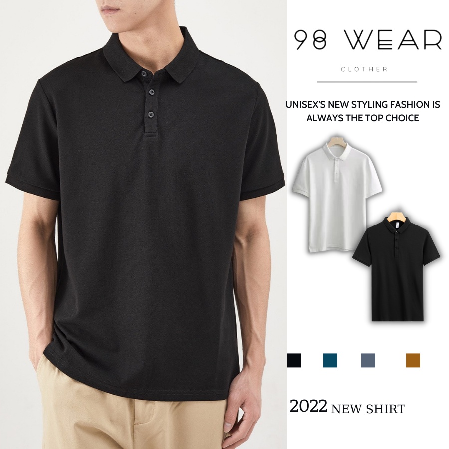 Áo thun polo nam basic cổ bẻ vải cá sấu cotton cao cấp chuẩn form 98wear